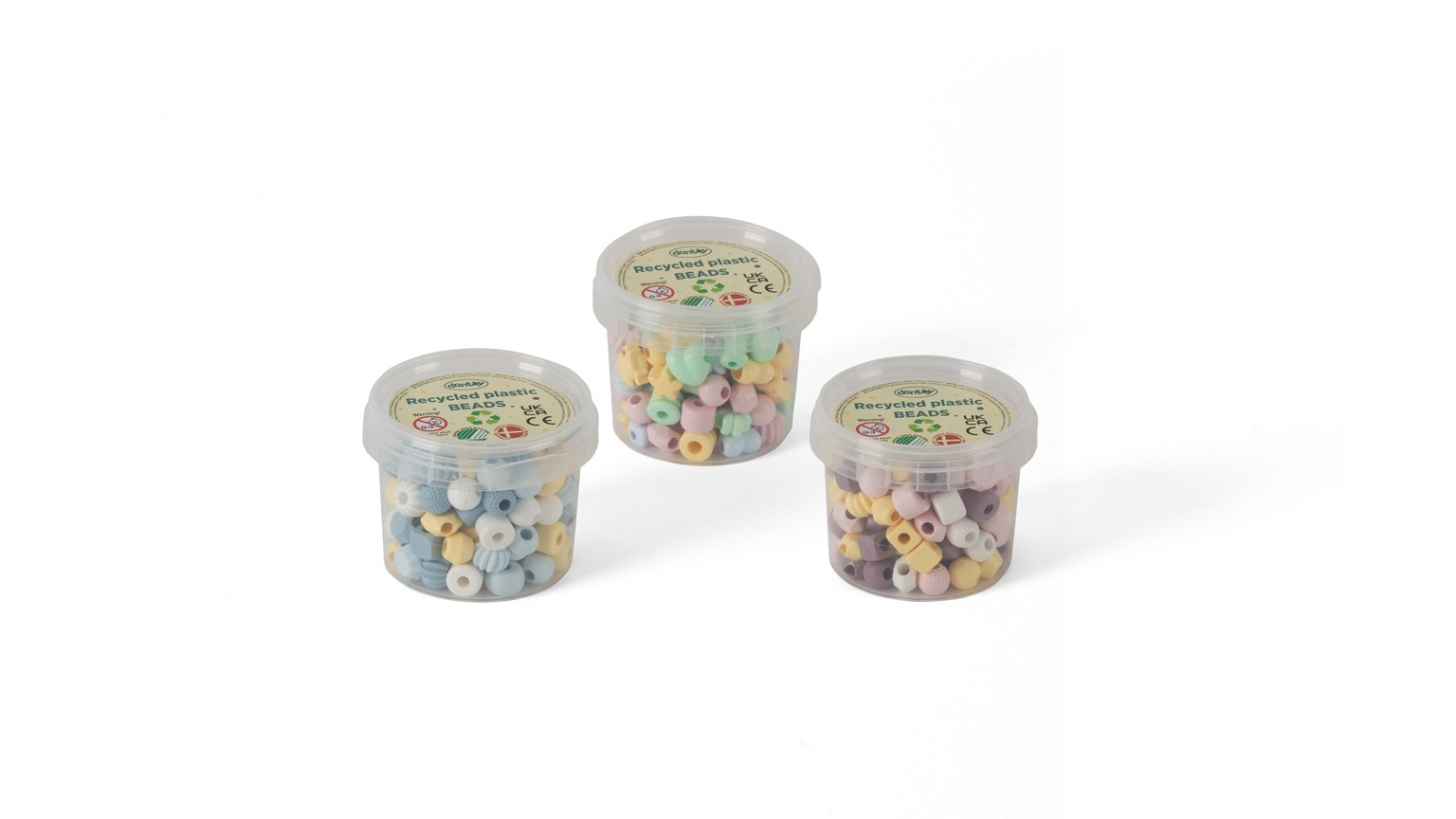 Recycled pastels perler 125 stk - 3 farvekombinationer